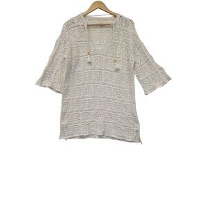 L*Space White Long Sleeve Swim Cover-up Sweater Dress Size XS/S